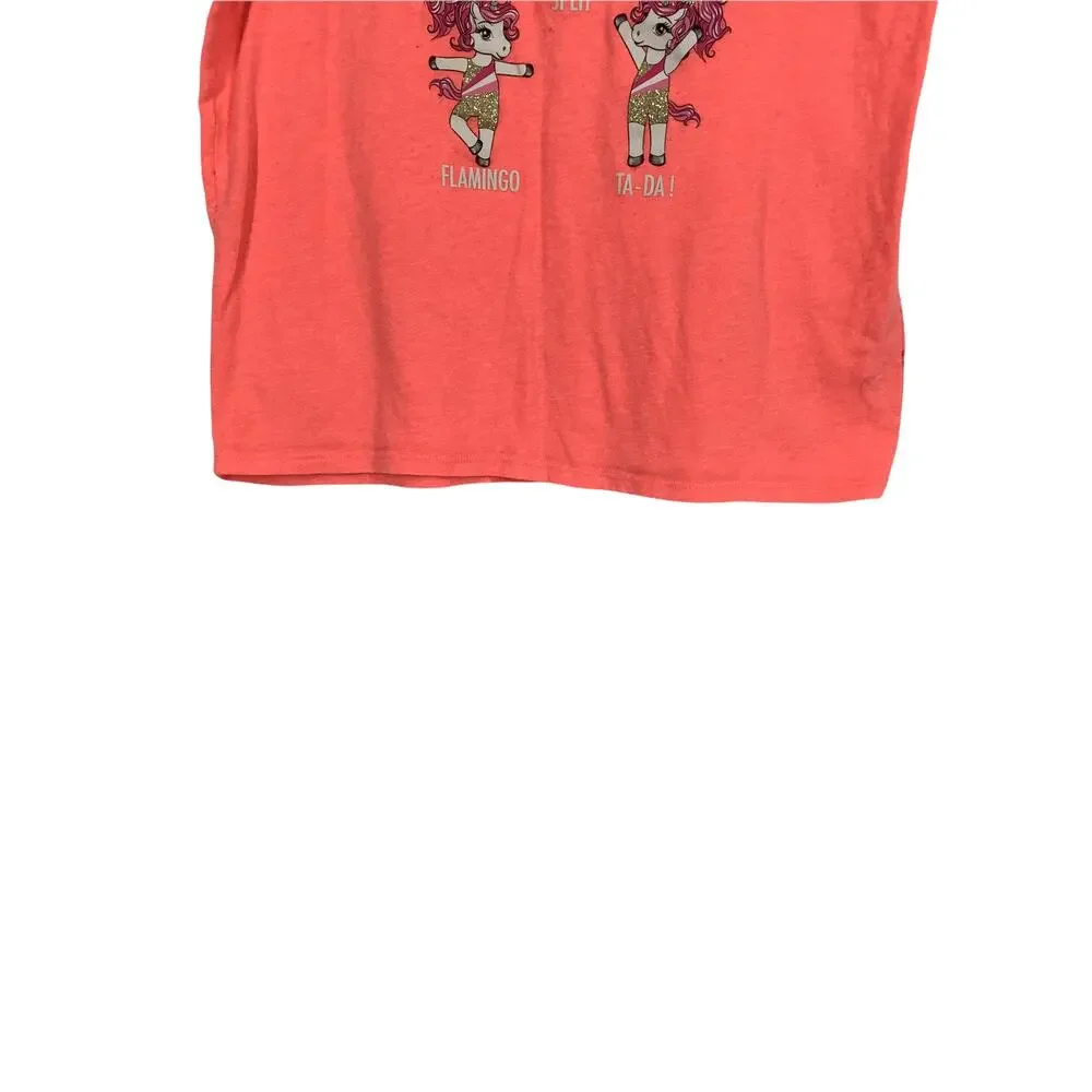 The Children's Place Coral Pink Gymnastic Unicorn T-Shirt Kids Youth Size XXL/16